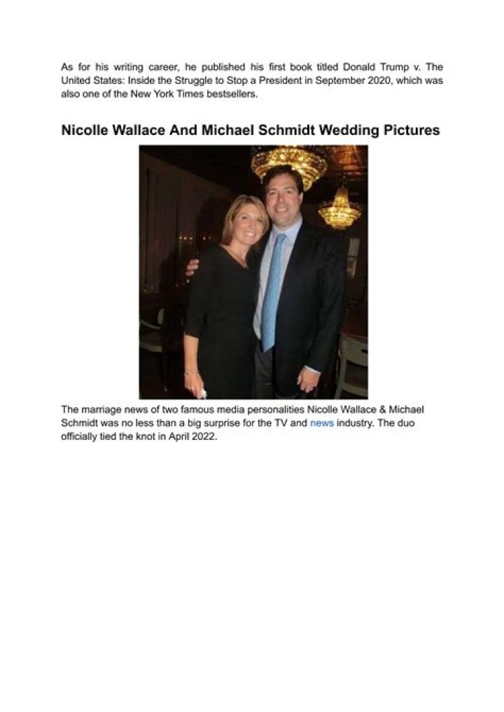 Michael Schmidt Married (Nicolle Wallace Boyfriend) Net Worth, Salary, Now