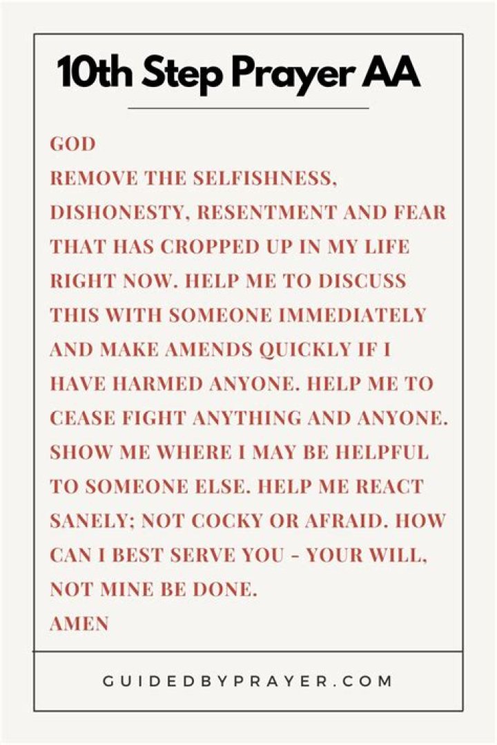 What is the 10th step prayer